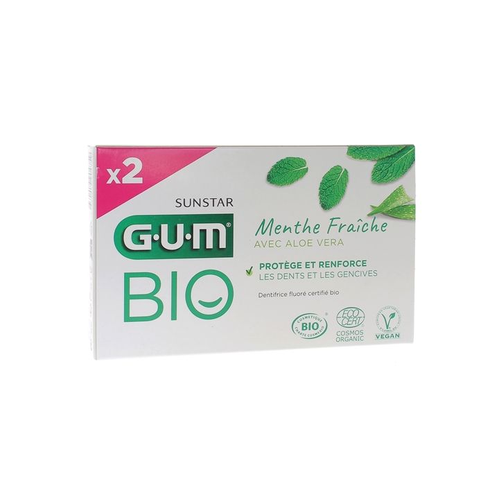 Bio-Zahnpasta mit frischer Minze und Aloe Vera Gum - 2er-Pack mit 75 ml Tuben
