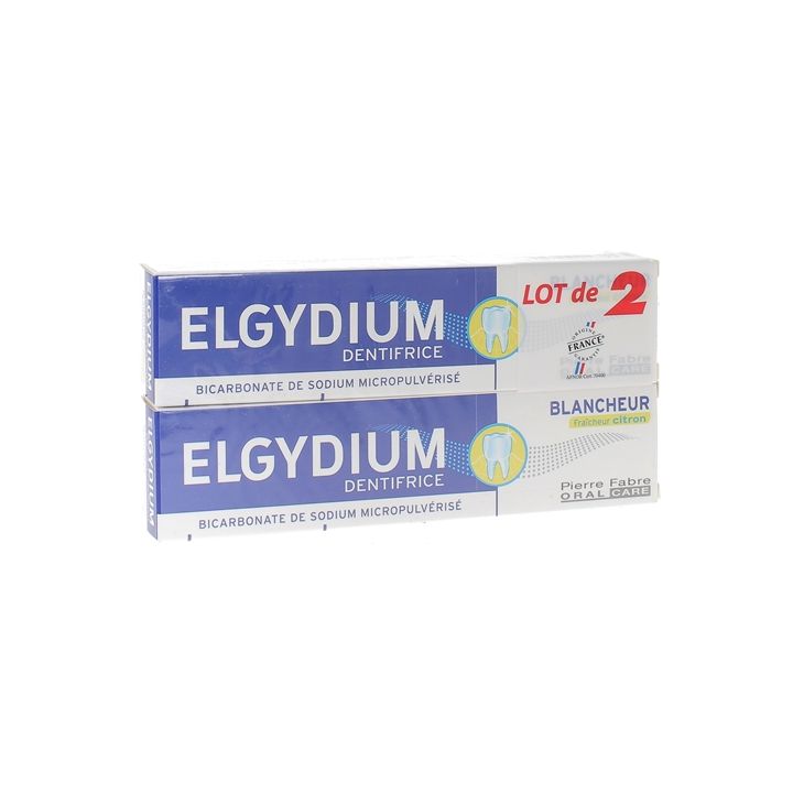 Zahnpasta für weiße Frische mit Zitrone Elgydium - 2er-Pack mit 75 ml Tuben