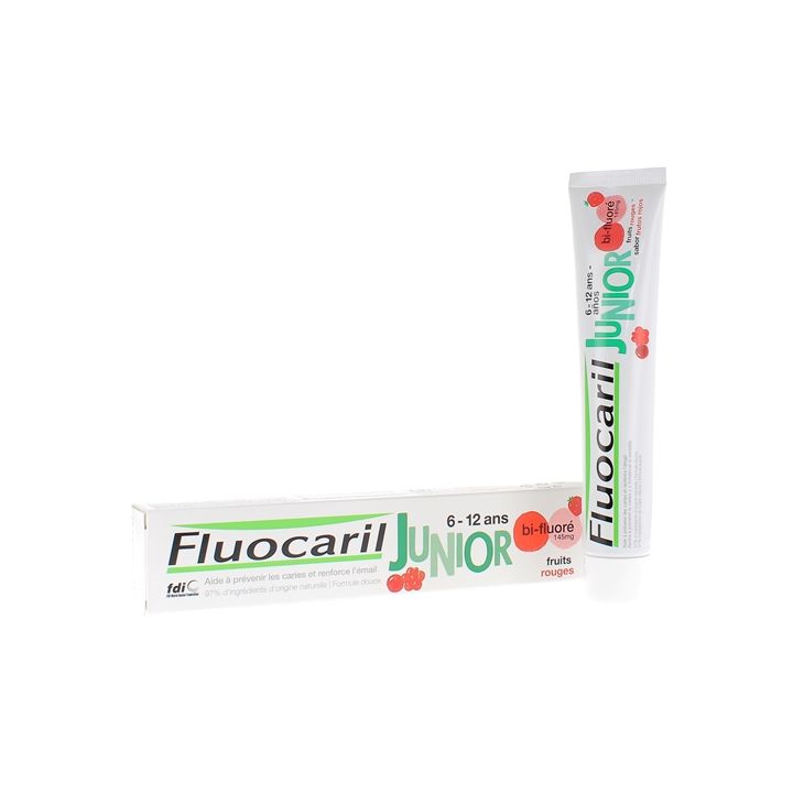Junior-Zahnpasta für erste bleibende Zähne mit roten Früchten Fluocaril - Tube mit 75 ml