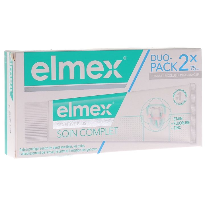 Sensitive Plus Elmex Komplettpflege-Zahnpasta - 2er-Pack mit 75 ml Tuben