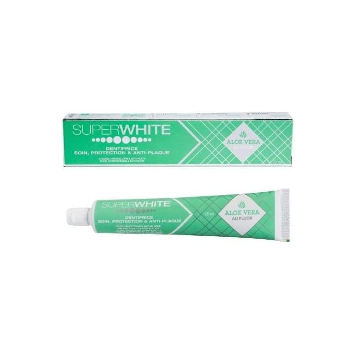 Zahnpasta Pflege Schutz & Anti-Plak Aloe Vera Superwhite - Tube mit 75 ml