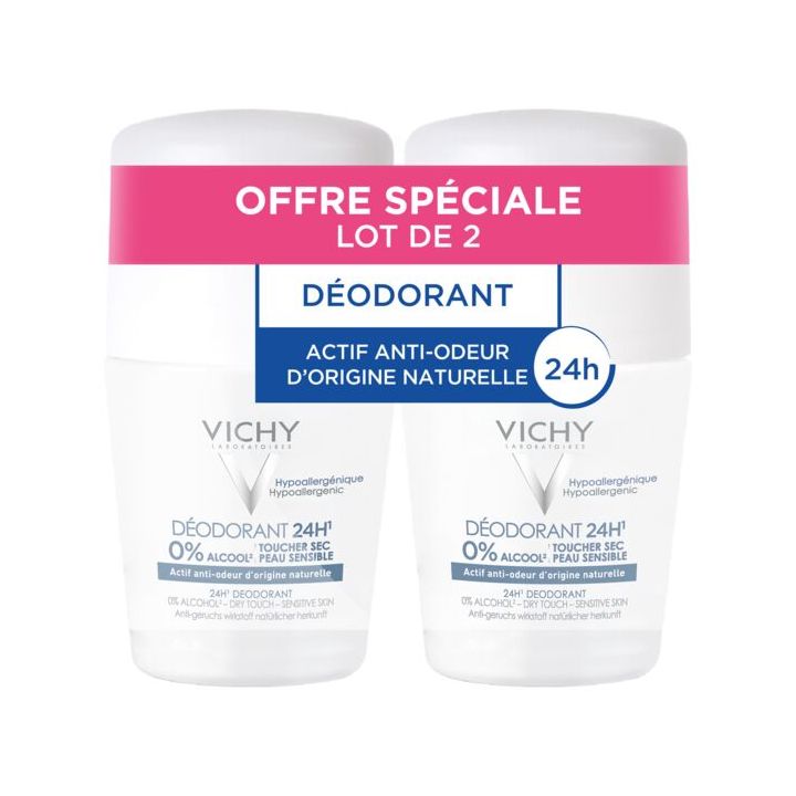 Deodorant 24h trockene Berührung empfindliche Haut Vichy - 2er Pack 50 ml Roll-On