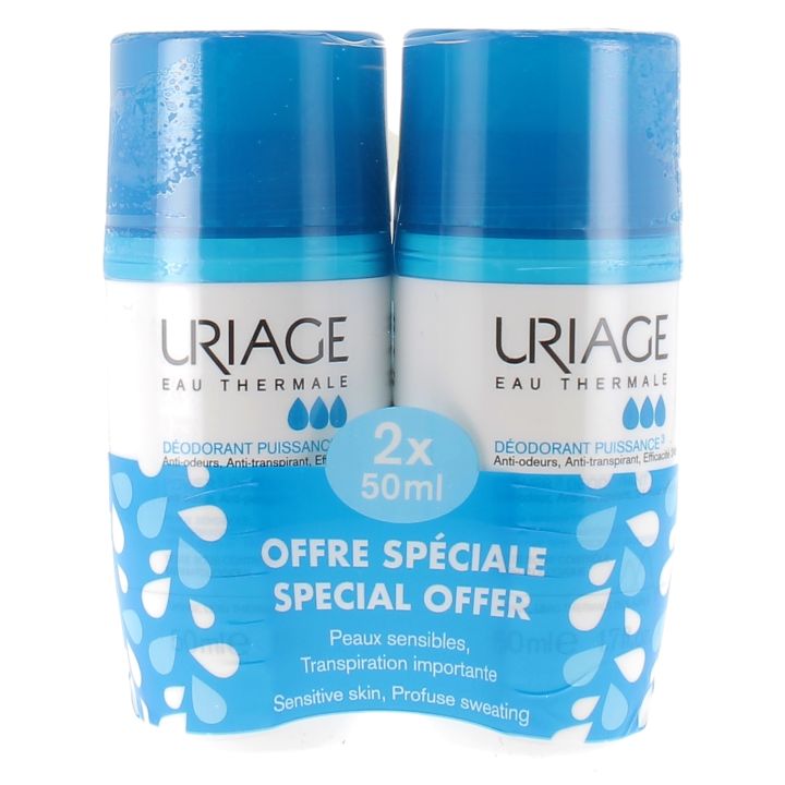 Deodorant Stärke 3 24h Uriage - 2er Pack 50ml Roll-ons