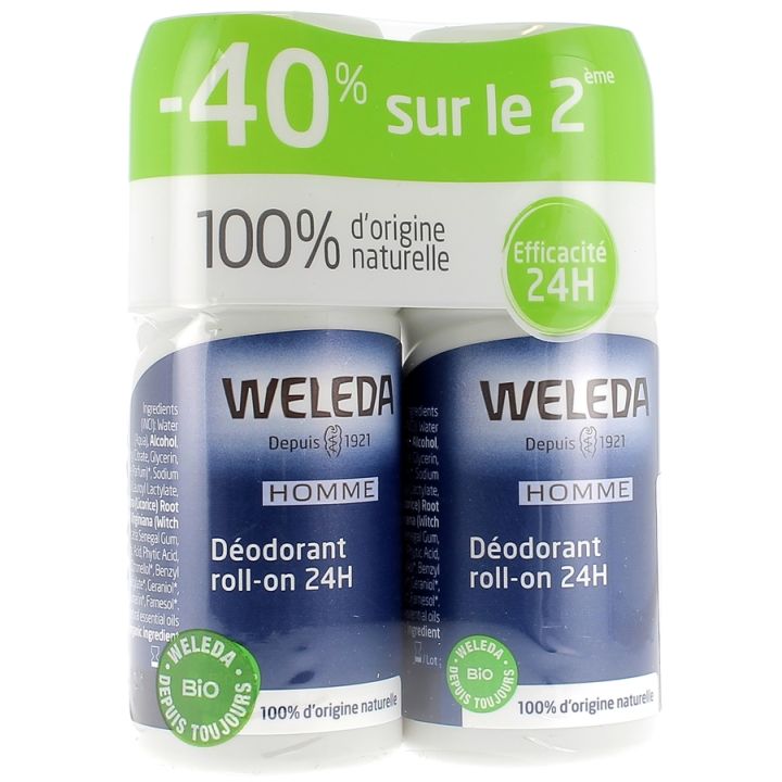 Deodorant Roll-on 24h für Männer Weleda - 2 Flaschen à 50 ml