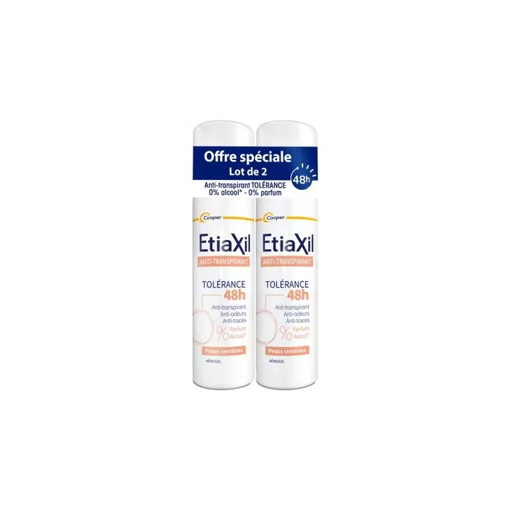 Antitranspirant-Deodorant 48h Toleranz für empfindliche Haut Etiaxil - 2er Pack mit 150ml Sprays