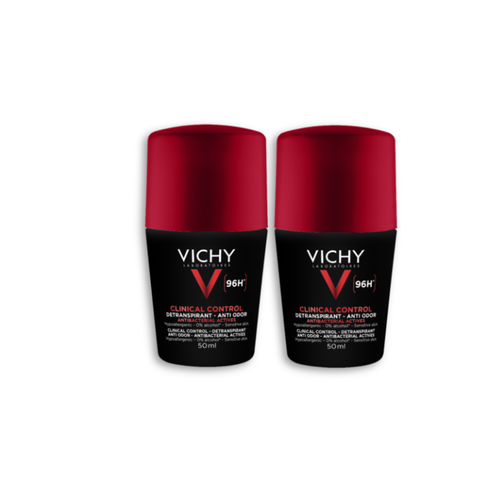 Deodorant antitranspirant Clinical Control 96h Vichy Homme - 2er-Pack mit 50ml Roll-ons