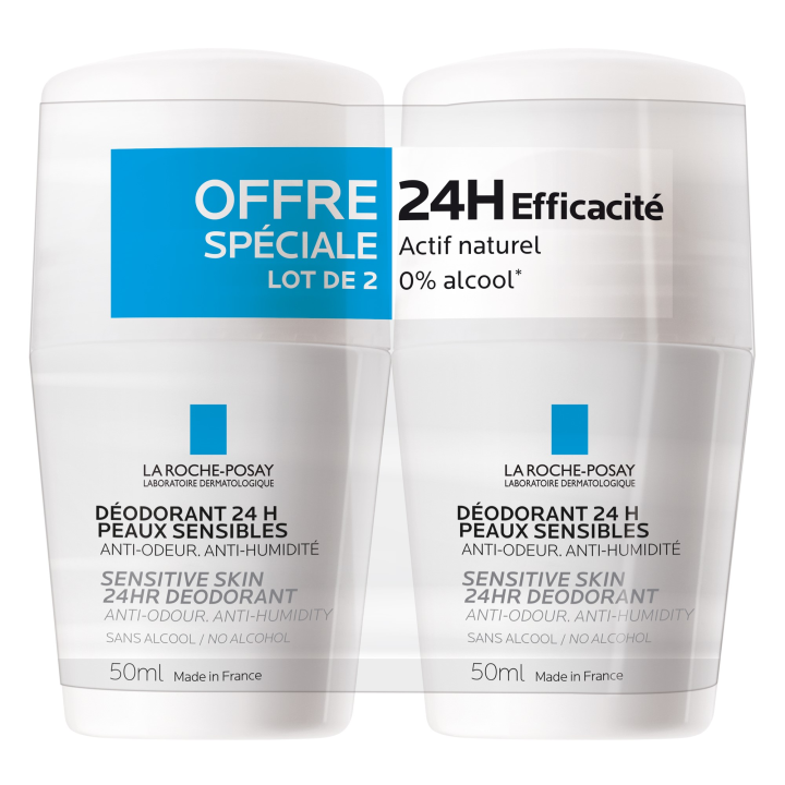 Physiologischer Deodorant 24h La Roche-Posay - 2er-Pack mit 50 ml Roll-ons