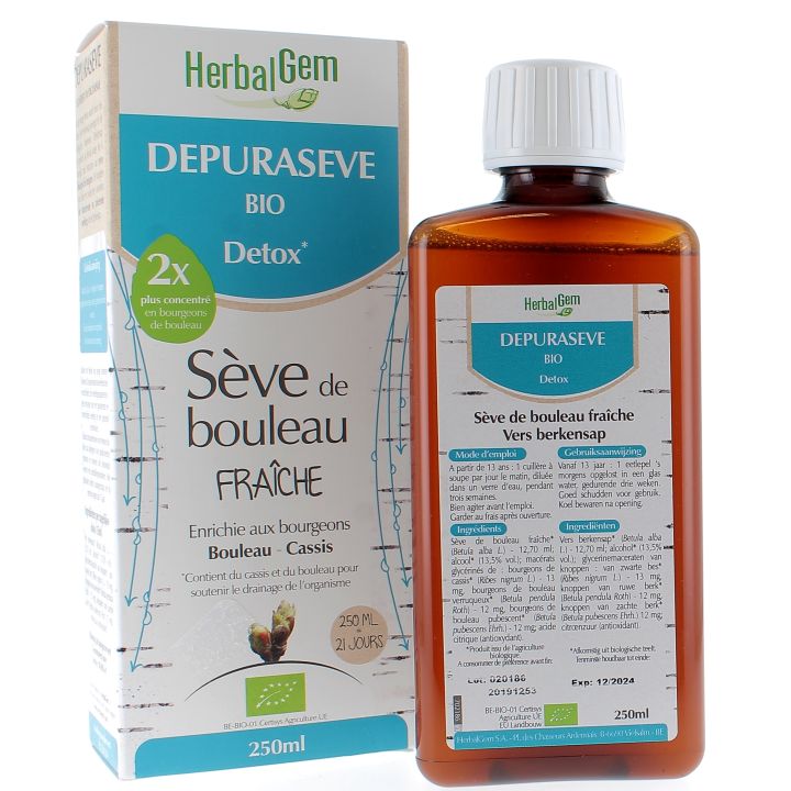 Depurasève Bio Detox Birkenwasser HerbalGem - Flasche 250ml