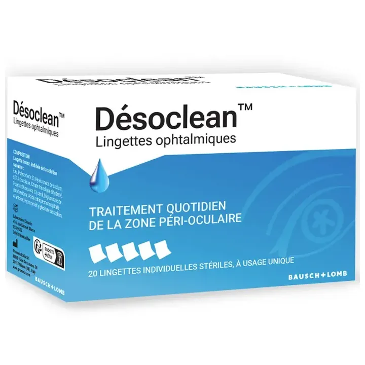 Désoclean Augenlid-Tücher Bausch Lomb - Packung mit 20 Tüchern