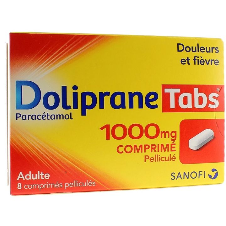 Doliprane Tabs 1000 mg Filmtabletten - Packung mit 8 Tabletten