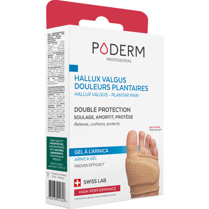 Doppelte Schutz Hallux Valgus und Fußschmerzen Arnika-Gel Poderm - eine Einheit