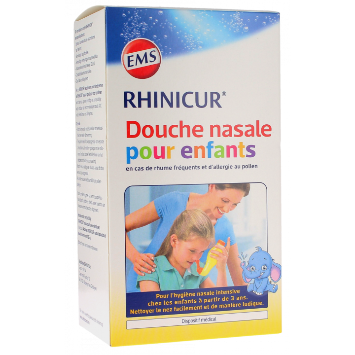 Nasendusche für Kinder Rhinicur - Box mit einer Nasendusche + 4 Beuteln mit Nasenspül-Salz für Kinder