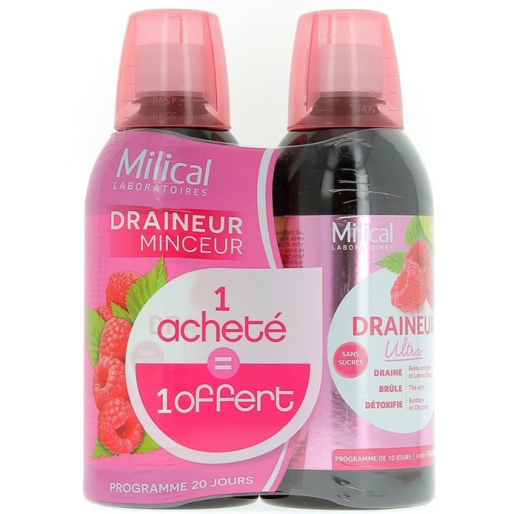 Ultra Himbeer Schlankheitsdrain Milical - 2er Pack 500 ml Flaschen