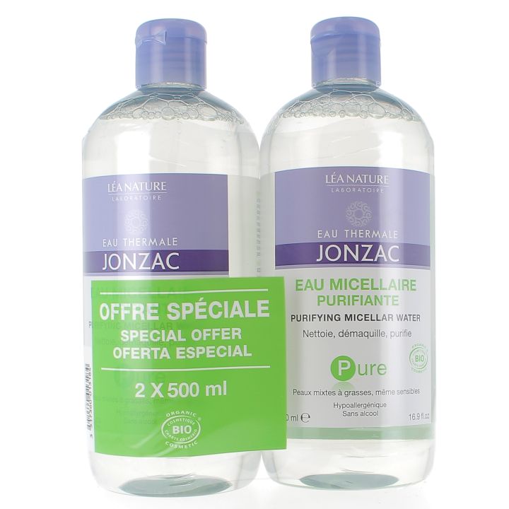 Wasser Thermale Jonzac Reinigendes Mizellenwasser Pure Léa Nature - 2 Flaschen à 500 ml