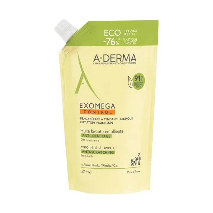Emollientes Waschöl gegen Juckreiz A-Derma - Öko-Nachfüllpackung von 500 ml