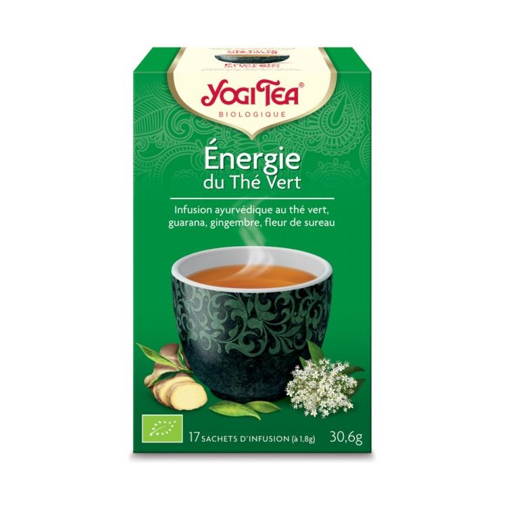 Energie des grünen BIO Tees Yogi Tea - Box mit 17 Beuteln