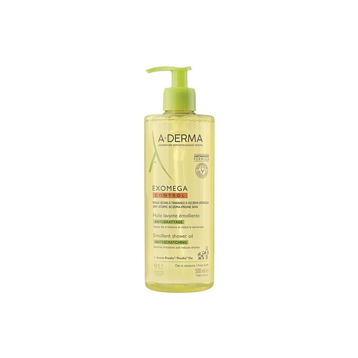 Exomega Control Emollient Waschöl gegen Juckreiz A-derma - Pumpflasche mit 500 ml
