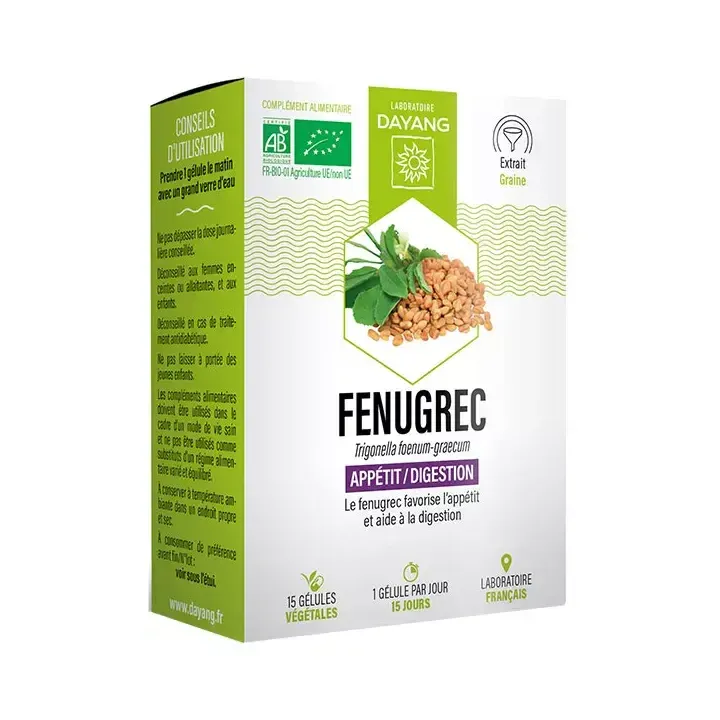 Bio-Fenugreek Appetit/Digestion Dayang - Packung mit 15 Kapseln