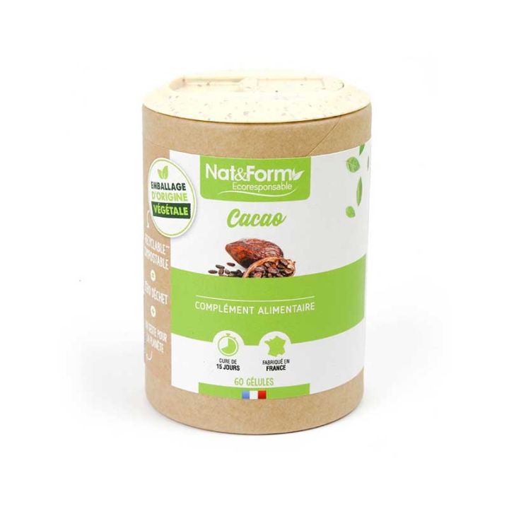 Ecoresponsable Kakaobohnen Nat&Form - Dose von 60 Kapseln