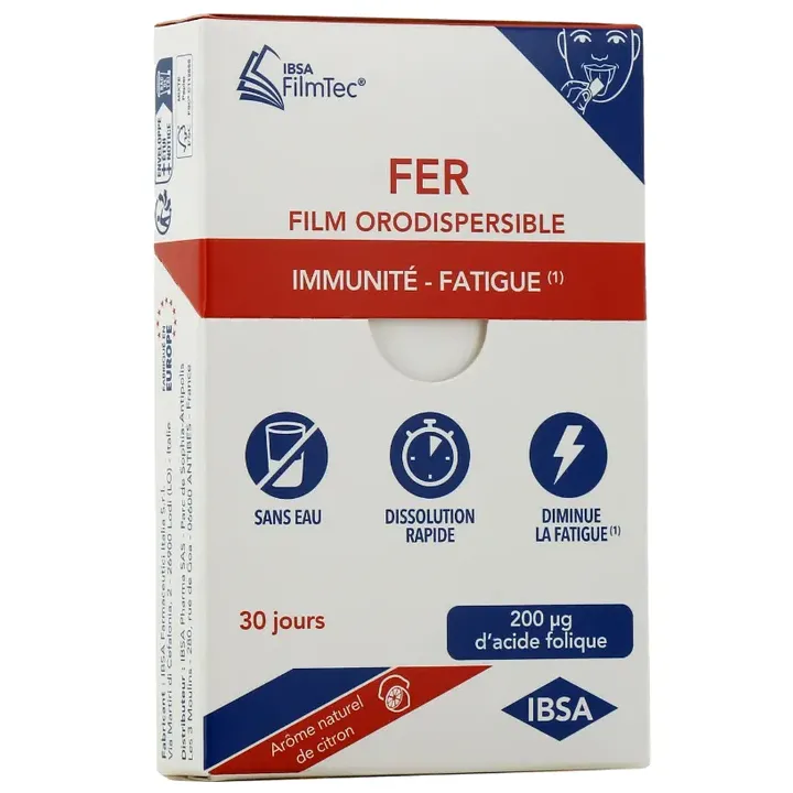 Eisen Müdigkeit Zitronengeschmack Ibsa FilmTec - Packung mit 30 orodispersiblen Filmen