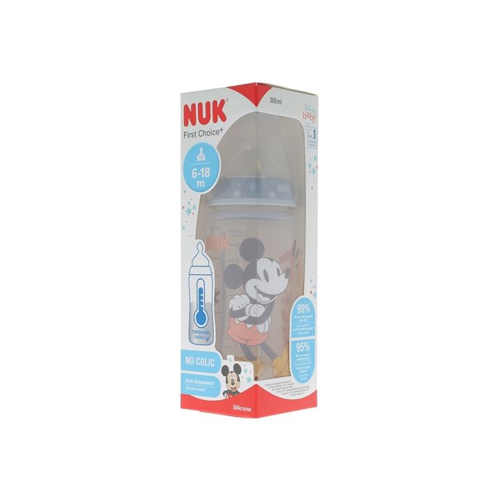 First Choice+ Temperaturkontrolle Babyflasche Disney Baby 6-18 Monate NUK - 300 ml Flasche