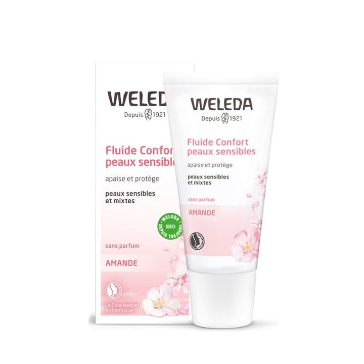 Flüssigkeit Komfort für empfindliche Haut mit Bio-Mandel von Weleda - Flasche mit 30 ml