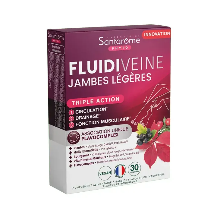 Fluidiveine leichte Beine Triple Action Santarome - Packung mit 30 Tabletten