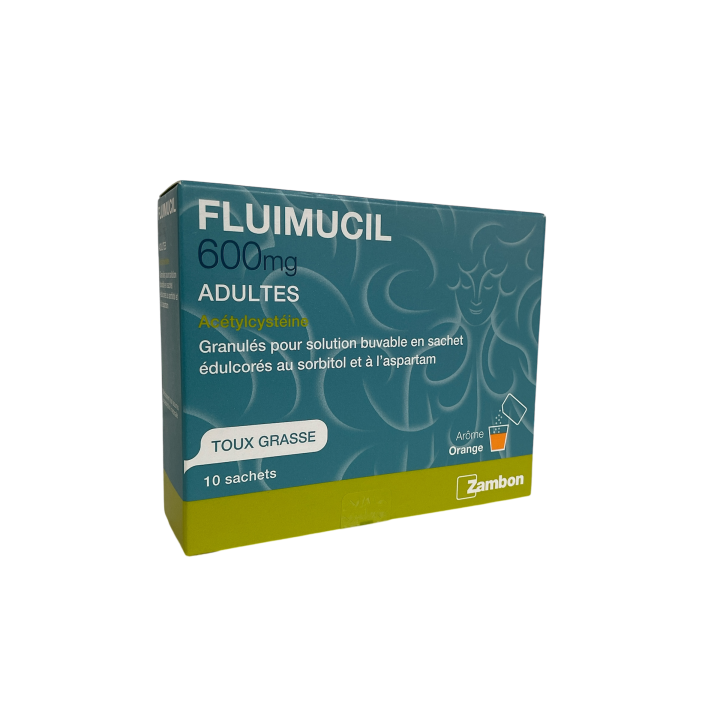 Fluimucil 600mg Hustenlöser Orange Zambon - Packung mit 10 Beuteln