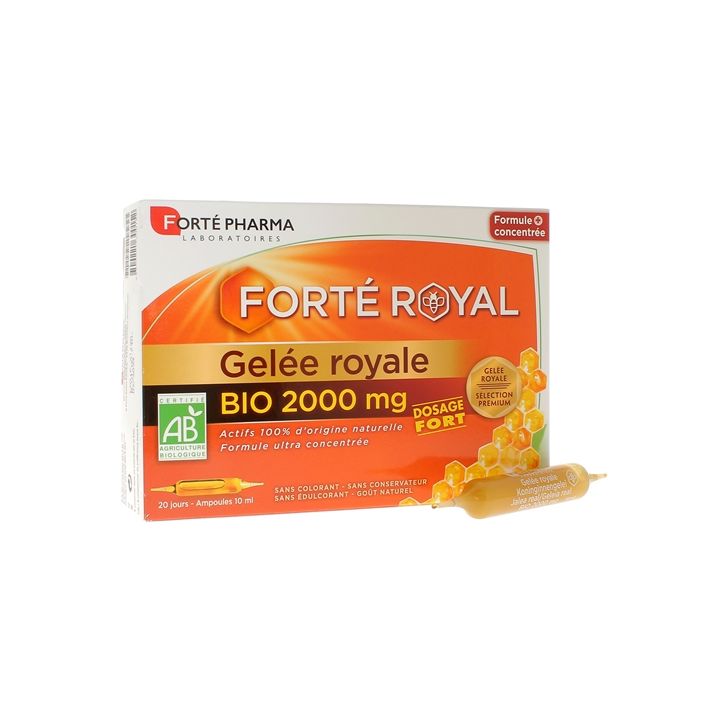 Forté Royal Gelee Royale Bio 2000mg hohe Dosierung Forté Pharma - Packung mit 20 Ampullen