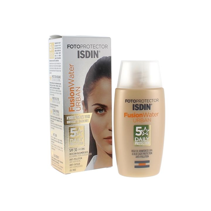 Fotoprotector Fusion Water Urban Sonnenschutz für das Gesicht SPF 30 Isdin - Flasche mit 50 ml
