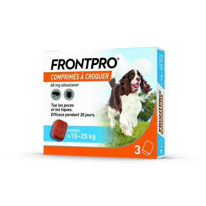 Frontpro Tabletten gegen Flöhe für Hunde >10-25kg - Packung mit 3 Kautabletten