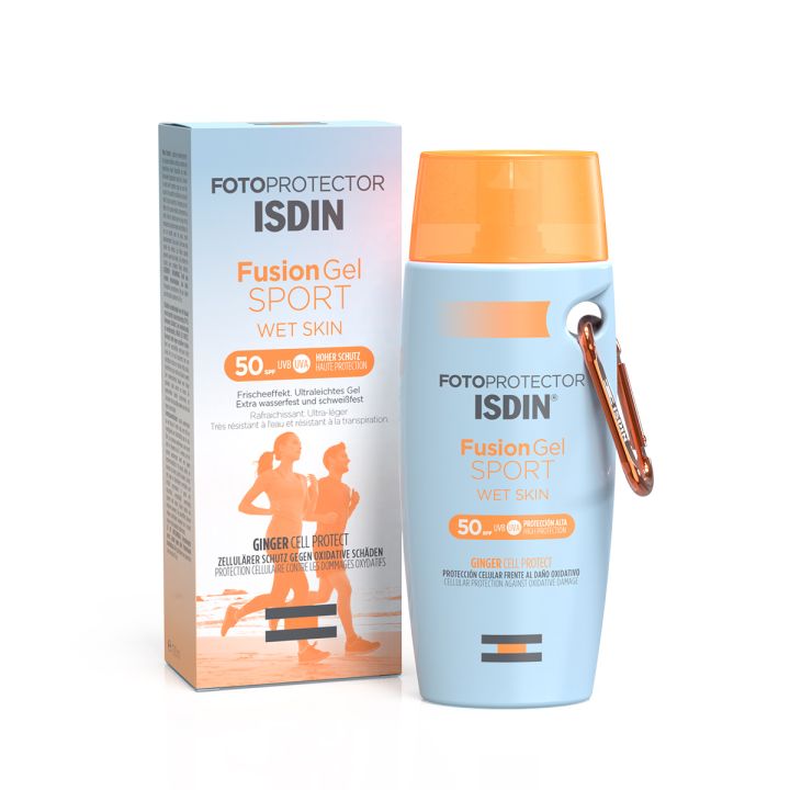 Fusion Gel Sport Wet Skin SPF 50 Fotoprotector Isdin - Flasche mit 100 ml