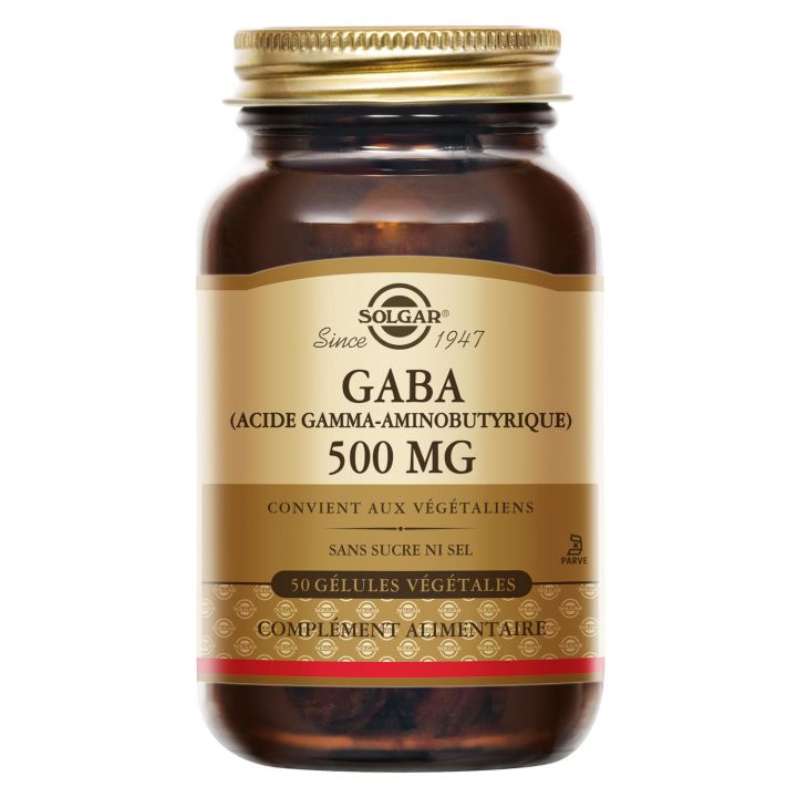 GABA (Gamma-Aminobuttersäure) 500 mg Solgar - Packung mit 50 pflanzlichen Kapseln