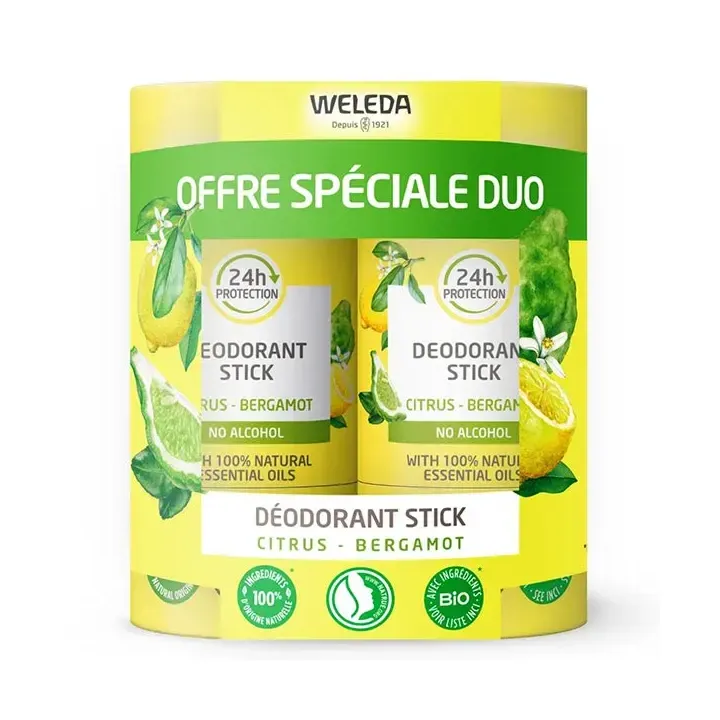 Deodorant Stick Citrus Bergamot Weleda - 2er Pack mit 50g Sticks