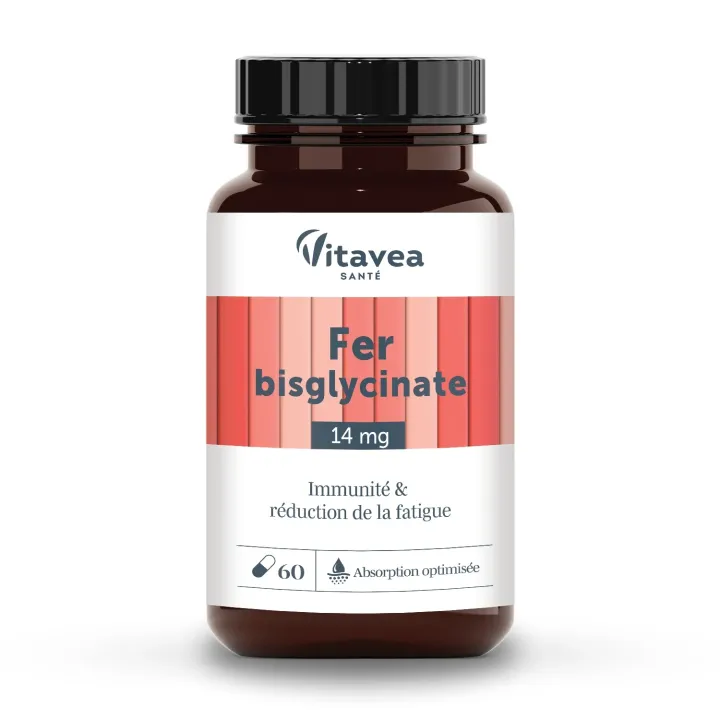 Eisenbisglycinat zur Verringerung von Müdigkeit und Unterstützung des Immunsystems Vitavea - Dose mit 60 Kapseln
