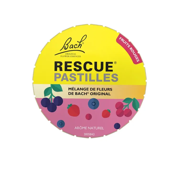 Bach-Blüten Rescue Pastillen Geschmack rote Früchte Famadem - Dose mit 50 g