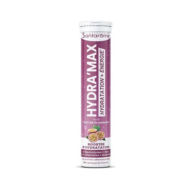 Hydra'max Lösung zur Hydratation Passionsfruchtgeschmack Santarome - 20 Brausetabletten