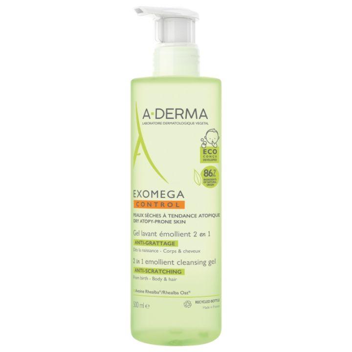 Exomega Control Gel reinigende Emulsion 2 in 1 A-Derma - Flasche mit 500 ml