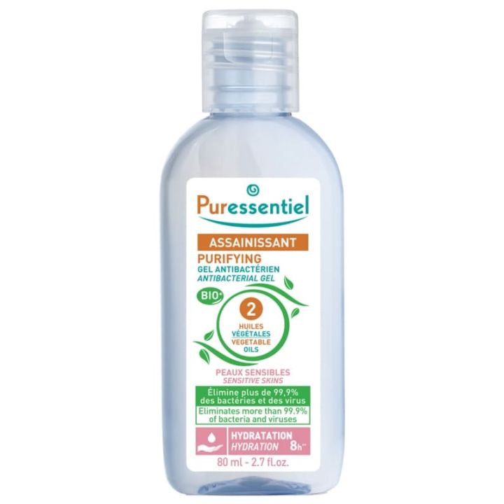 Antibakterielles Desinfektionsgel für empfindliche Haut mit 2 pflanzlichen Ölen Puressentiel - 80ml Flasche