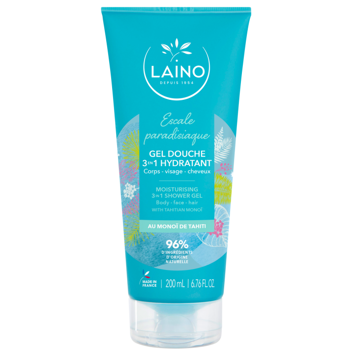 Duschgel 3 in 1 Paradiesischer Halt mit Monoi de Tahiti Laino - Tube mit 200ml
