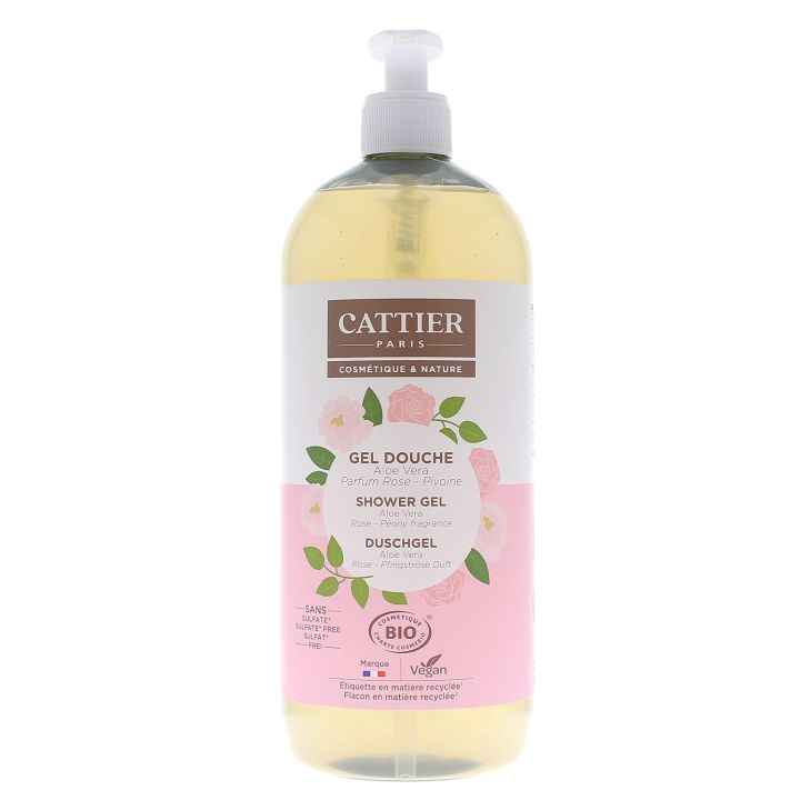 Duschgel Aloe Vera Rose Pfingstrose Bio Cattier - Pumpflasche 1L