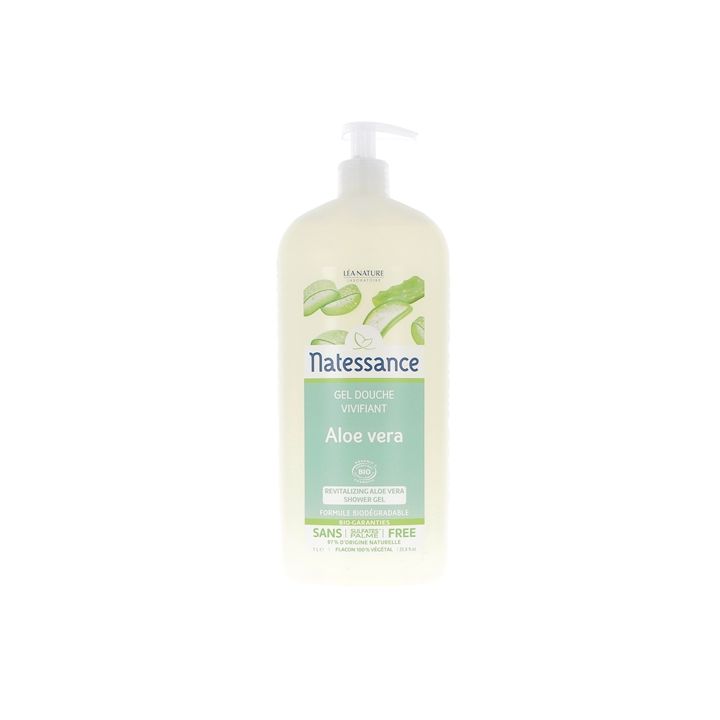 Natessance Duschgel erfrischend Bio-Aloe Vera Léa Nature - Pumpflasche mit 1 Liter