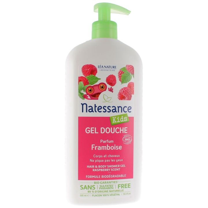 Bio-Duschgel Himbeere Natessance Kids - Pumpflasche 500 ml