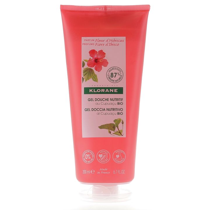 Nährendes Duschgel mit Bio-Cupuacu Hibiskusblüte Klorane - Tube mit 200 ml