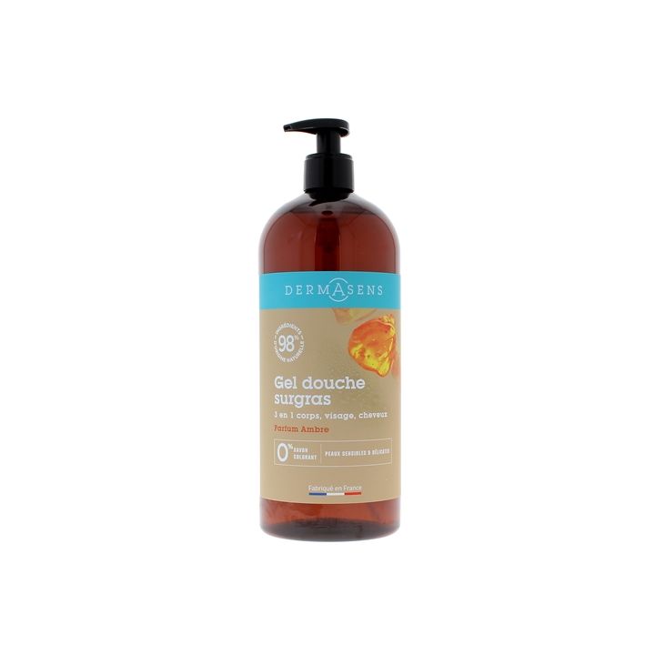 Duschgel mit überfettender Wirkung Amber Duft Dermasens Marke Grün - Pumpflasche 1L