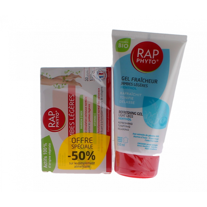 Kühlgel für leichte Beine Rap Phyto - 150 ml Tube + Sonderangebot -50% auf das Nahrungsergänzungsmittel