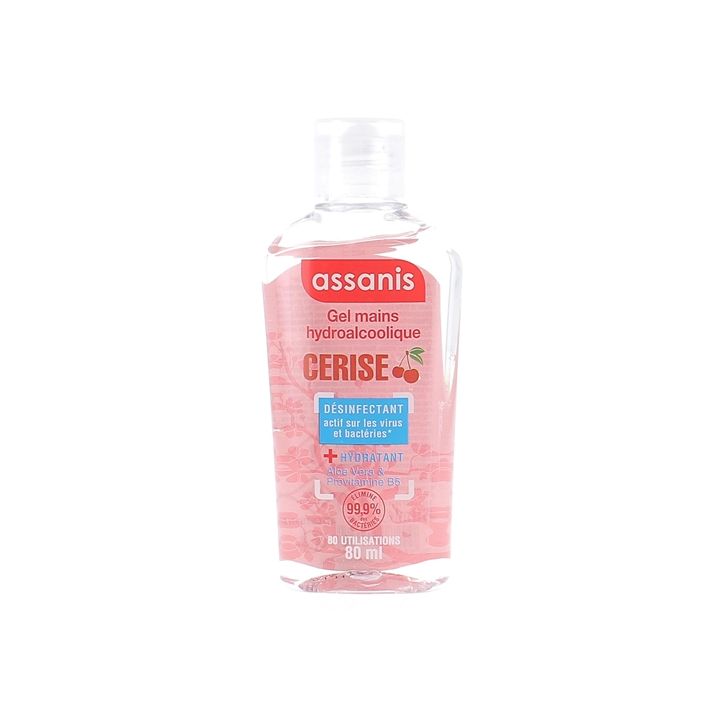 Händedesinfektionsgel mit Kirschduft Assanis - 80 ml Flasche