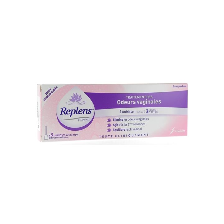 Vaginalgel zur Behandlung von vaginalen Gerüchen Replens - Packung mit 3 Einzeldosen