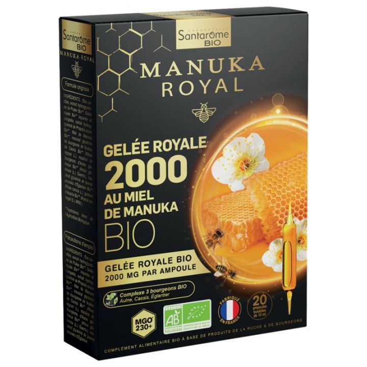 Gelée Royale 2000 Bio Manuka-Honig Santarome - Packung mit 20 Ampullen