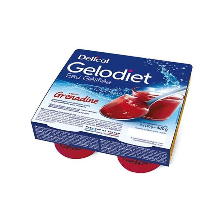 Gelodiet Aromatisiertes Gelee Grenadine Delical - Pack mit 4 Bechern à 120g